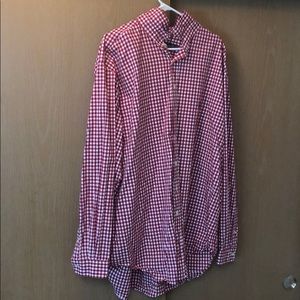 Red & white checkered button up shirt
